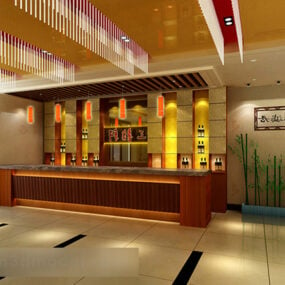 Kinesisk Restaurant Service Desk Interiør 3d-model