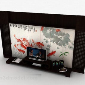 شاشة تلفزيون صينية خلفية حائطية نموذج ثلاثي الأبعاد