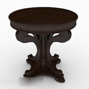 चीनी ठोस लकड़ी की गोल डाइनिंग टेबल 3डी मॉडल