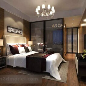 Model 3D wnętrza sypialni w stylu chińskim