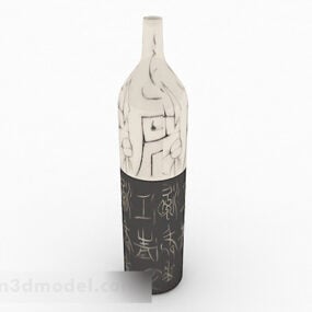 Chinese Black And White Bicolor Vase 3d model