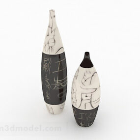 3d модель китайської комбінованої вази з маленьким горлом