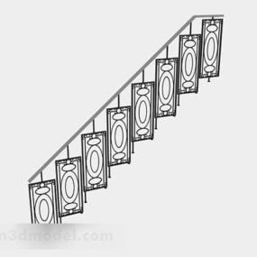 Rampe d'escalier chinoise en fer noir modèle 3D