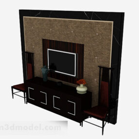 Chinese Black Wooden Tv Locker 3d model