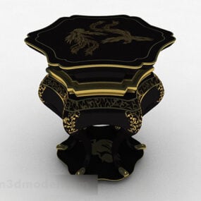 Tabouret en bois noir de style chinois modèle 3D