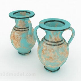 Chinese Blue Pattern Trumpet Vase 3d model