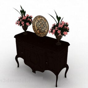 中式棕色装饰厅柜3D模型