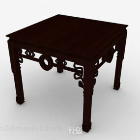 चीनी शैली गहरे भूरे रंग की चौकोर टेबल 3डी मॉडल