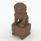 中国の茶色の彫刻石のライオン