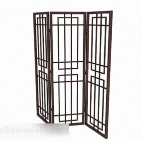 Chinese Three Sided Pattern Screen Partition 3d model
