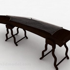 Instrumento musical chino de madera Guzheng modelo 3d
