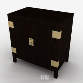 Brązowa drewniana szafka w stylu chińskim Model 3D