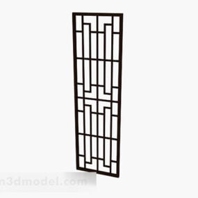 Chinese Design Brown Wooden Partition 3d model