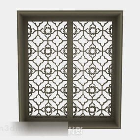Brown Wooden Window Chinese Style 3d model