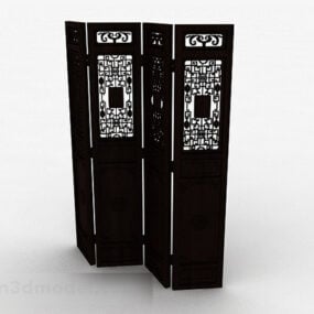 Chinese Style Carved Four Sided Screen 3d model