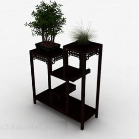 Kombinovaný dřevěný stojan na květiny 3D model