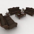 Mörkbrun soffa i kinesisk stil