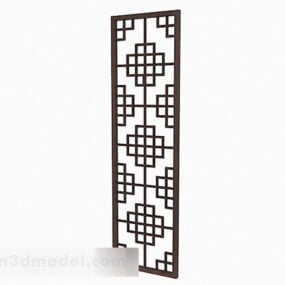 Chinese Brown Hollow Shape Screen Partition 3d-modell