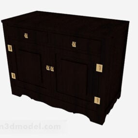 3д модель темно-коричневого шкафчика в китайском стиле
