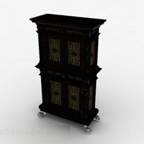 Chinese Style Double Wood Locker 3d model