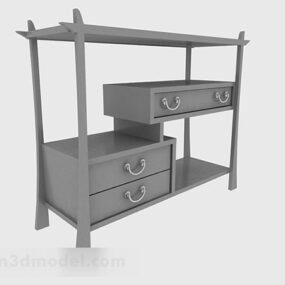 Chinese Style Gray Display Cabinet 3d model