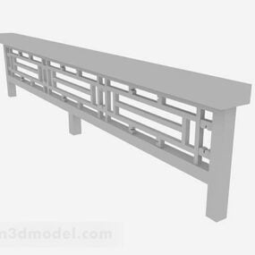 Model 3D szarej balustrady w stylu chińskim