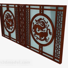 Kinesisk stil hult udskåret vindue 3d-model