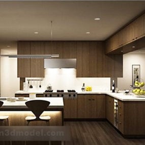Kinesisk stil hjemmekøkkendesign interiør 3d-model
