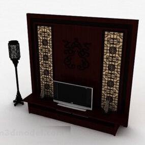 Chinese Wooden Tv Background Wall 3d model