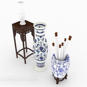 Chinese Style Large Porcelain Bottle 3d model