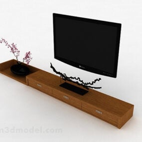 کابینت تلویزیون چینی قهوه ای روشن مدل سه بعدی