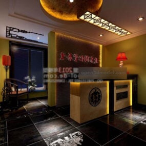 Chinese Style Lobby Decor Interior 3d model