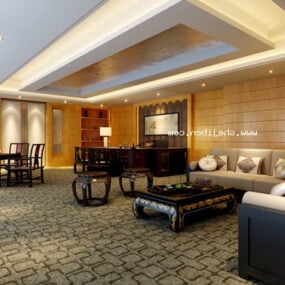 Chinese Style Manager Office Interior 3D-malli