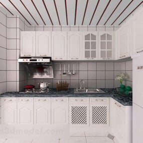 3д модель интерьера кухонного гарнитура в китайском стиле