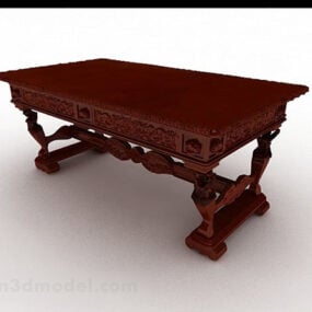 Chinese Style Red Brown Dining Table 3d model