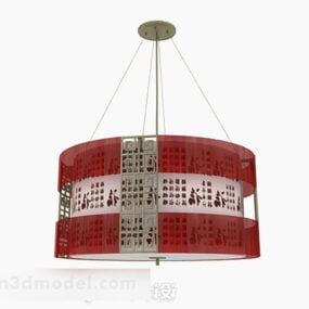 Kinesisk stil rød cirkulær lysekrone 3d-model