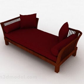 أثاث أريكة مزدوجة باللون الأحمر على الطراز الصيني نموذج ثلاثي الأبعاد