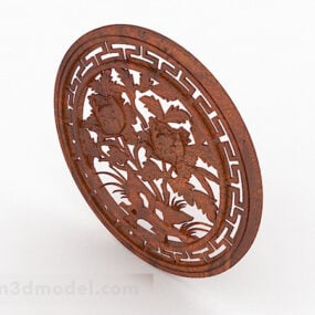 Chinese Style Round Carved Window 3d model