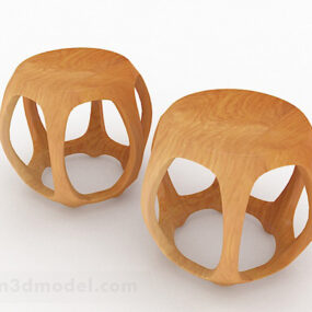 Chinese Design Round Stool Combination 3d model