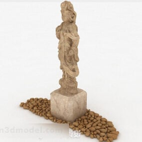 Chinese Stone Carved Ancient Lady Statue 3d model