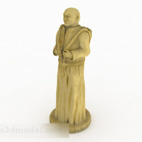 Personnage ancien sculpté sur pierre chinoise modèle 3D
