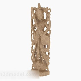 Sculpture de danseuse en pierre de style chinois modèle 3D