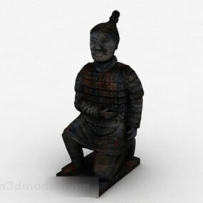 Sculpture de guerrier chinois en terre cuite modèle 3D
