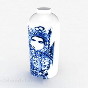 Čínská bílá keramická váza Ornament 3D model