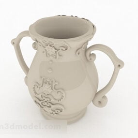 Kinesisk White Pot Belly Vase 3d-modell