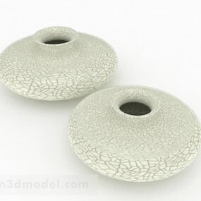 中国の白い縞模様の大きなお腹の花瓶3Dモデル