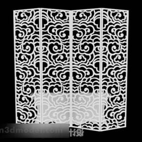 White Wooden Screen Partition Chinese Style 3d model