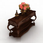 Chinese style wooden brown coffee table 3d model