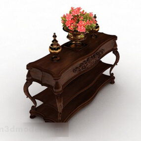 Drewniany brązowy stolik kawowy w stylu chińskim Model 3D