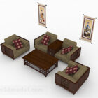 Diseño de sofá de combinación marrón de madera de estilo chino